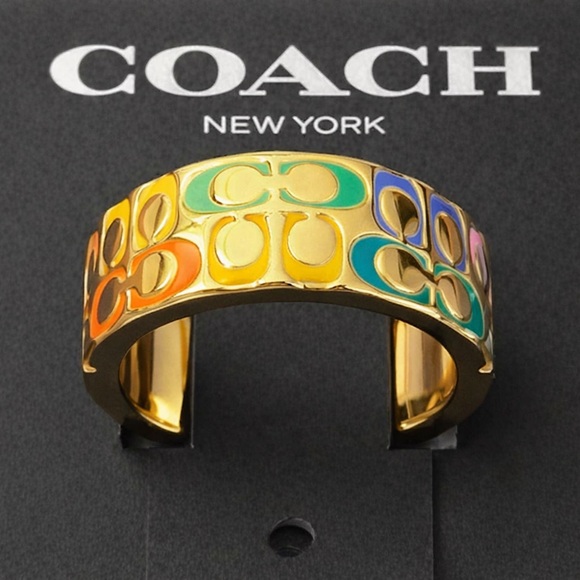Coach Jewelry - COACH Gold-Tone C Logo Enamel Ring in Multi-Color size 6